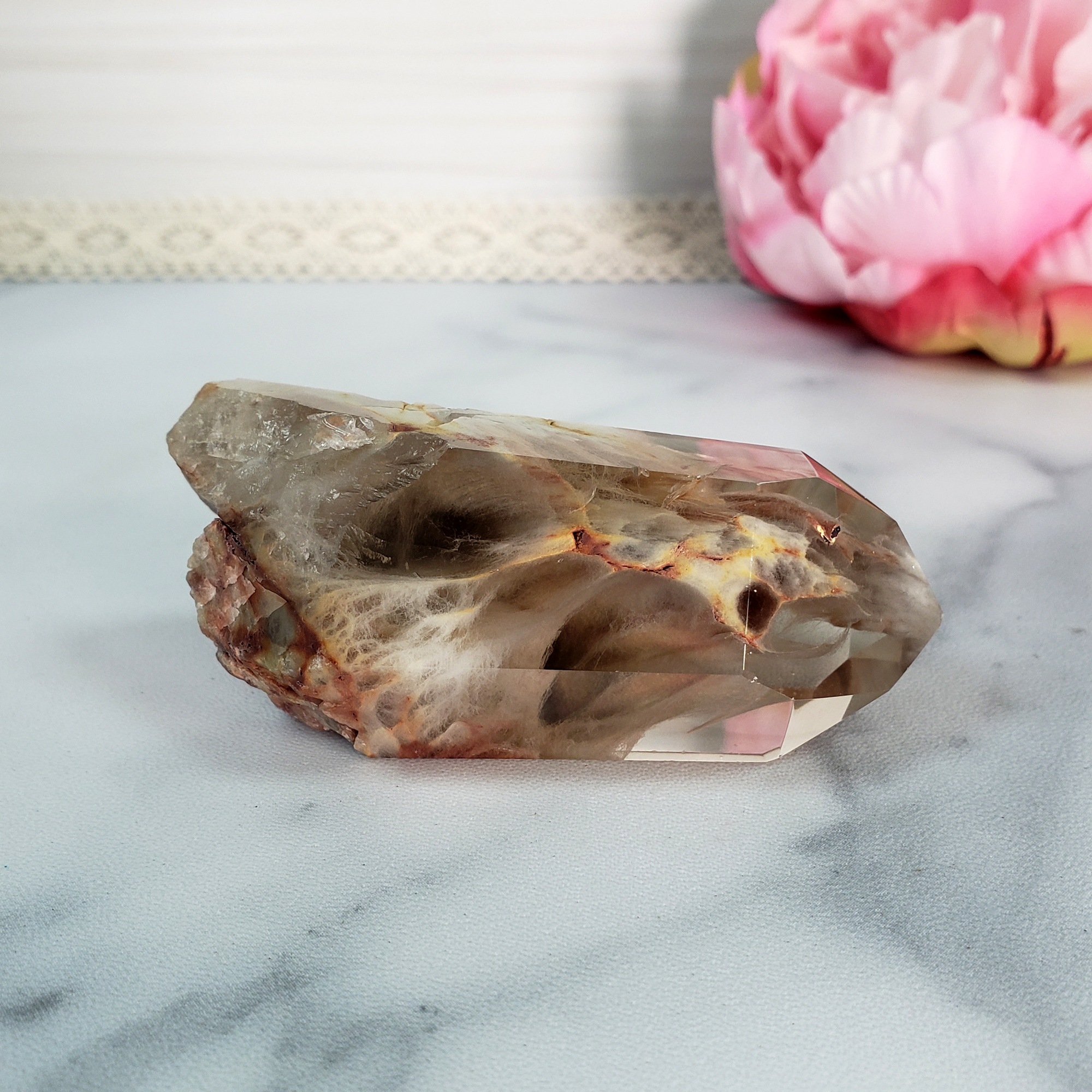 Unique Angel Phantom Quartz Amphibole Quartz Crystal Point Natural Gemstone Semi-Polished High Quality | Chamuel - 11