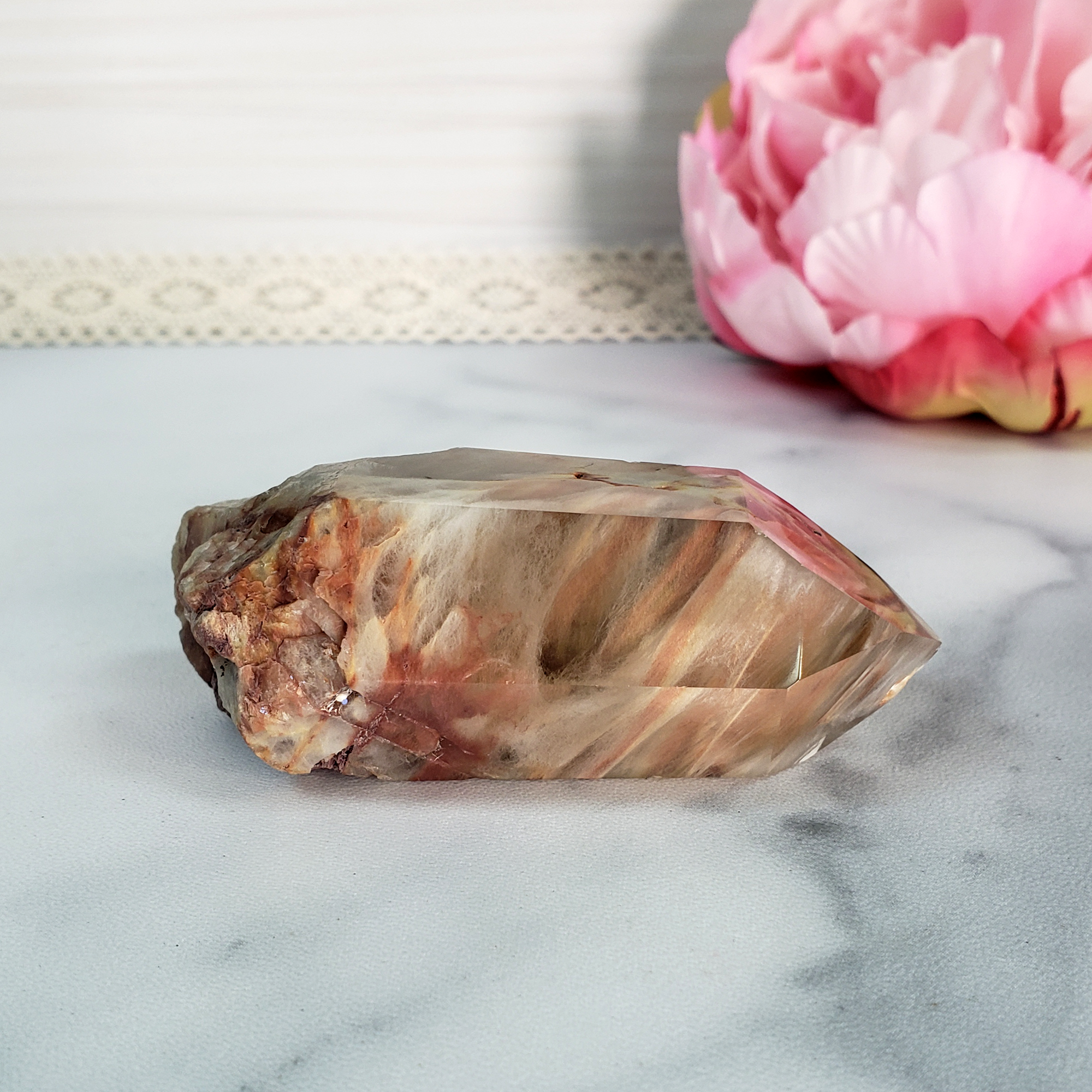 Unique Angel Phantom Quartz Amphibole Quartz Crystal Point Natural Gemstone Semi-Polished High Quality | Chamuel - 12