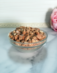 Zebradorite & Peach Moonstone Crystal Chips By the Ounce - Crystal Chips in Small Glass Bowl