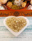Smoky Quartz & Natural Citrine Crystal Chips by the Ounce - In Selenite Bowl
