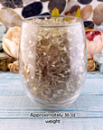 Smoky Quartz & Natural Citrine Crystal Chips by the Ounce - In Glass Cup