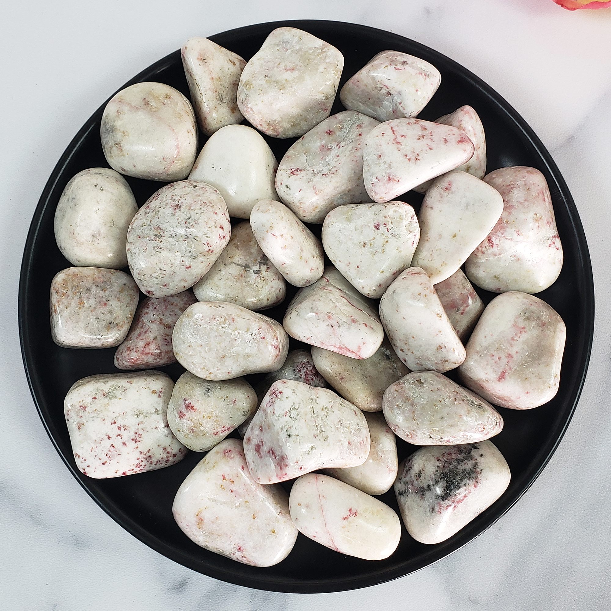 Cinnabarite Cinnabar in White Scapolite Natural Gemstone Tumbled Stone