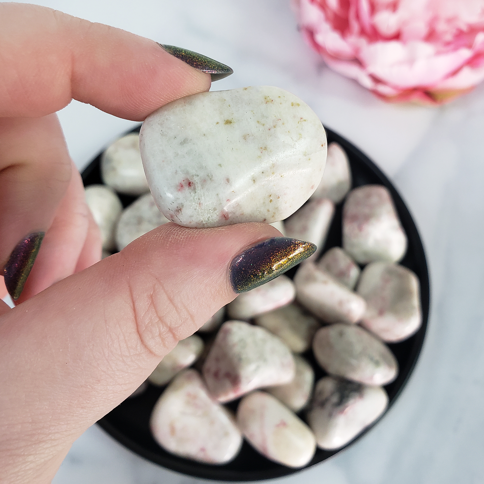 Cinnabarite Cinnabar in White Scapolite Natural Gemstone Tumbled Stone - 4