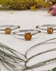 Citrine Crystal Faceted Gemstone Sterling Silver Ring - Indrani - November Birthstone Jewelry