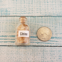 Citrine Natural Crystal Chips Bottle - One Bottle - Size Comparison