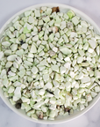 Citron Chrysoprase Lemon Magnesite Natural Crystal Chips By the Ounce - White Ceramic Bowl Full of Crystal Chips