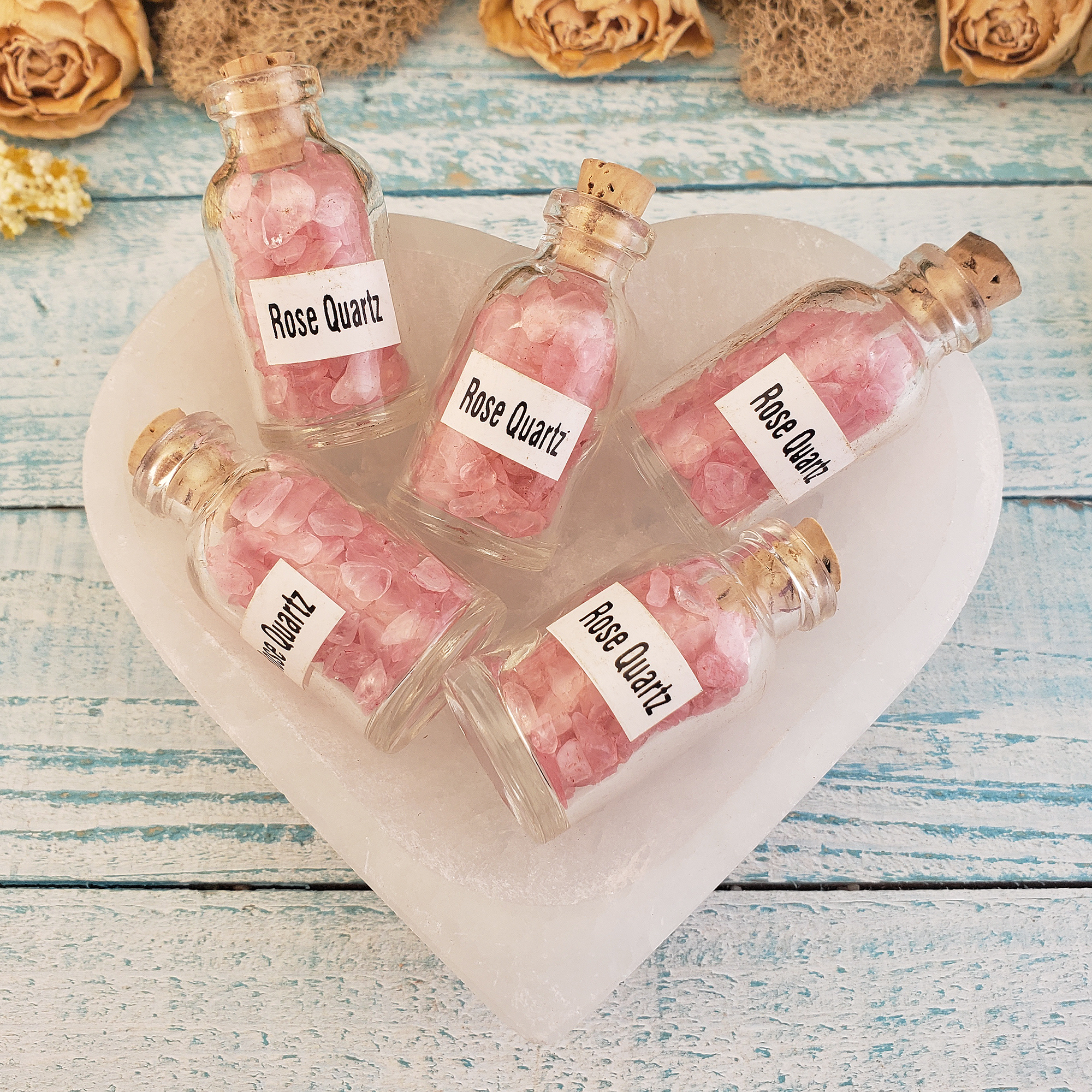 Rose Quartz Crystal Chips Bottle - One Bottle