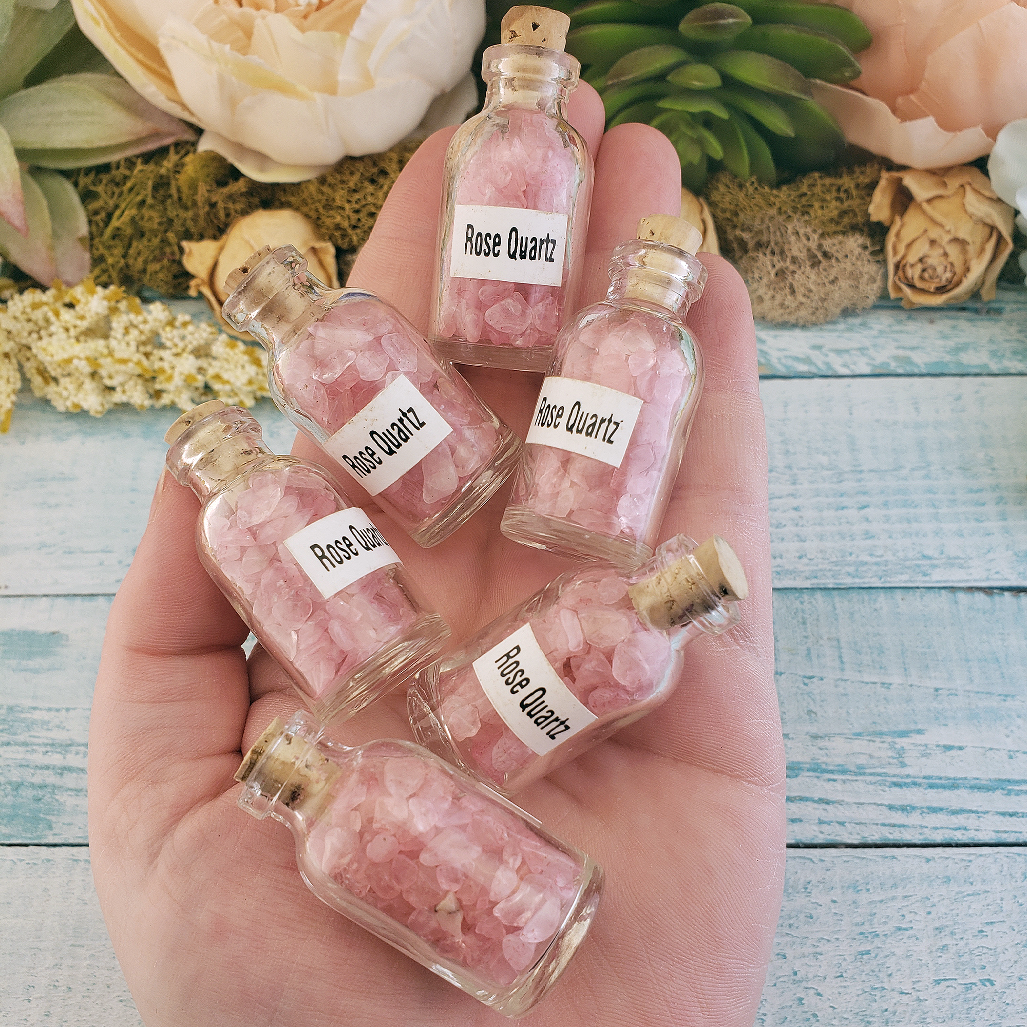 Rose Quartz Crystal Chips Bottle - One Bottle