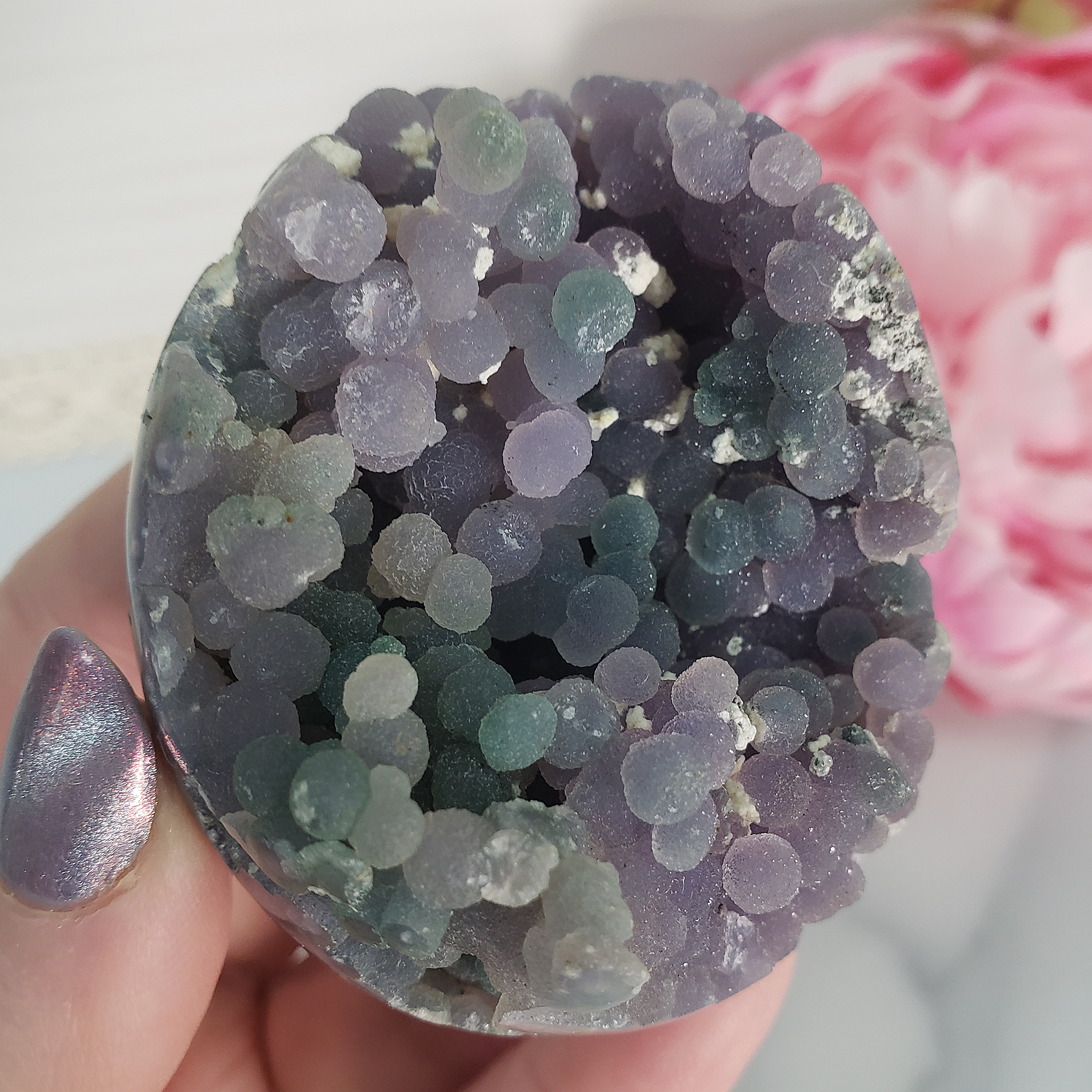 Unique Grape Agate Botryoidal Chalcedony Natural Crystal Cluster Semi-Polished Egg | Concord - 3