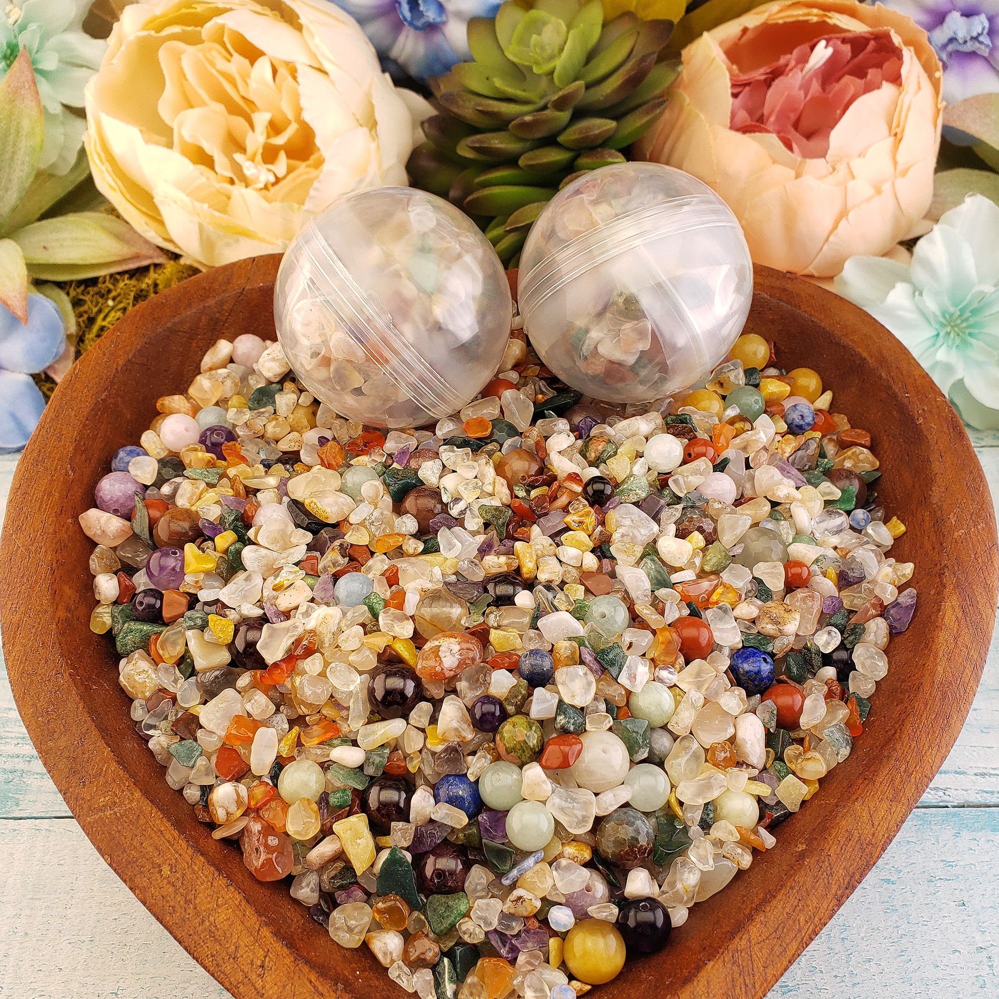 Confetti Surprise Bubble | Crystal Chips &amp; Gemstone Beads Mix | 2 Ounce Scoop - Bubbles in Bowl