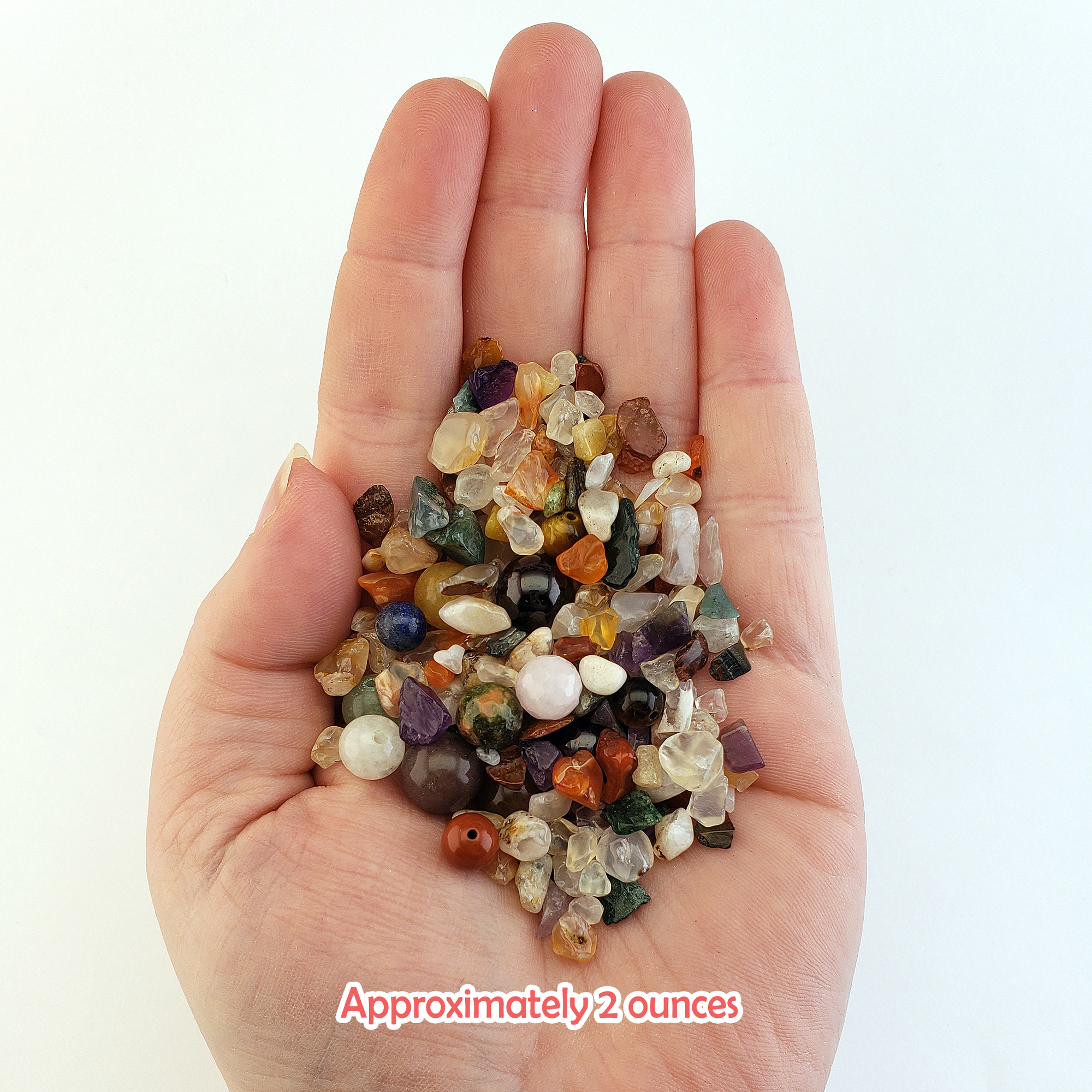 Confetti Surprise Bubble | Crystal Chips &amp; Gemstone Beads Mix | 2 Ounce Scoop - 2 Ounces in Hand