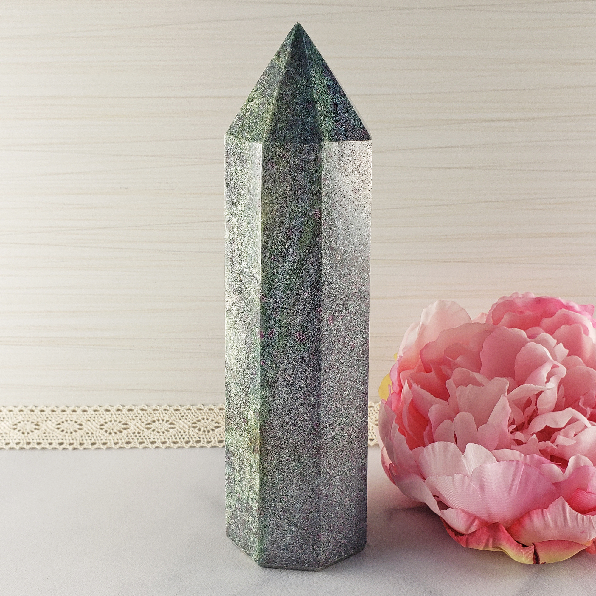 Unique Jumbo Natural Ruby Kyanite Crystal Tower Gemstone Obelisk - Cordelia - Photo Lights 3