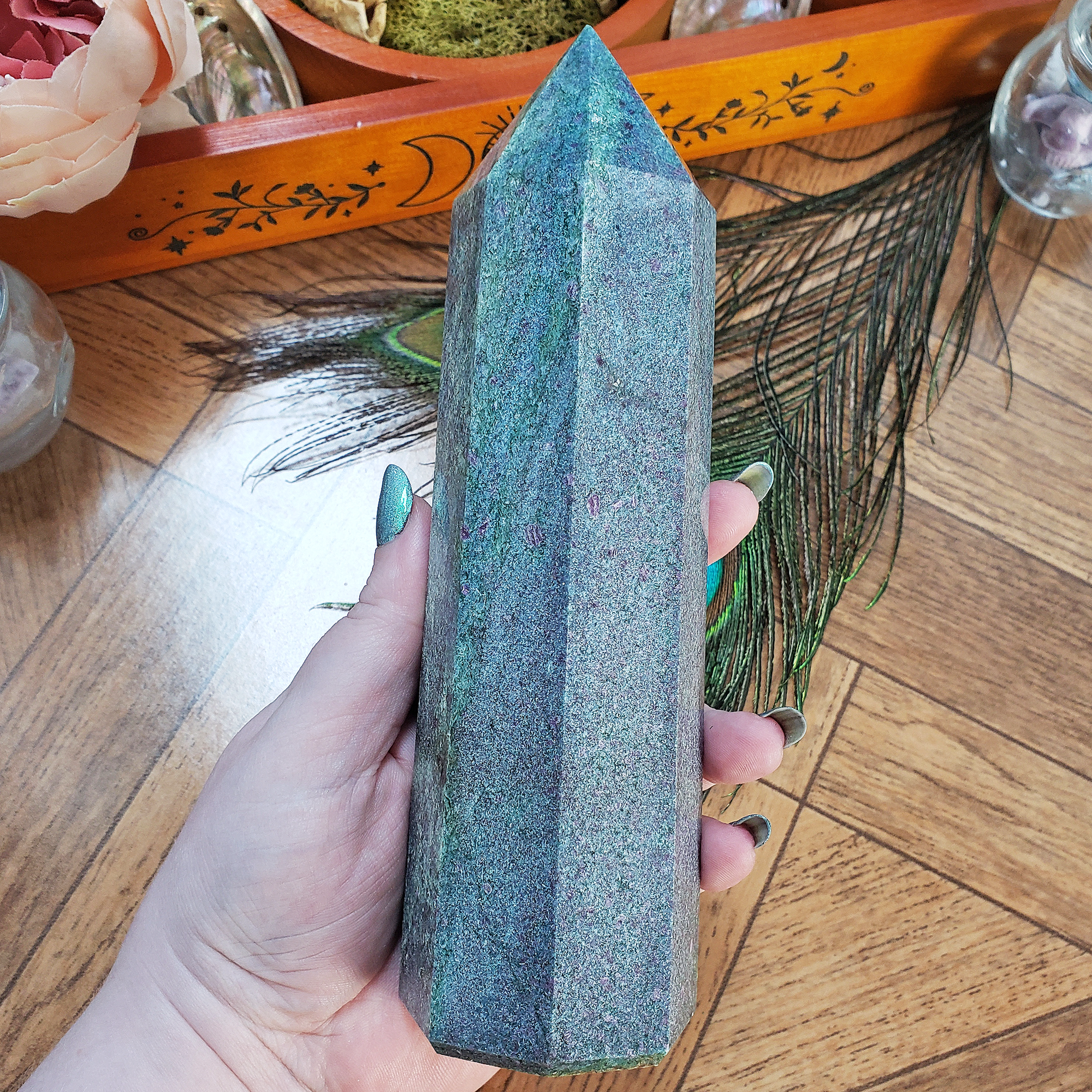 Unique Jumbo Natural Ruby Kyanite Crystal Tower Gemstone Obelisk - Cordelia