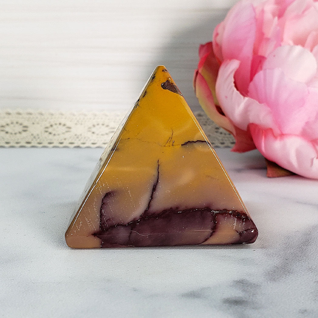 Unique Mookaite Stone Natural Crystal Pyramid | 2 Inch Base | Courage