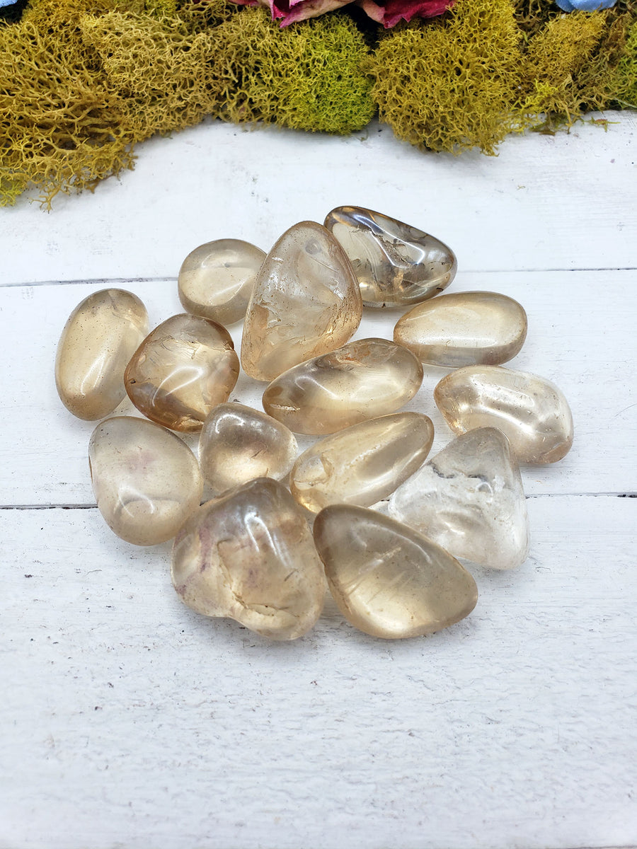 Light Gold Aura Quartz Tumbled - Single Stone