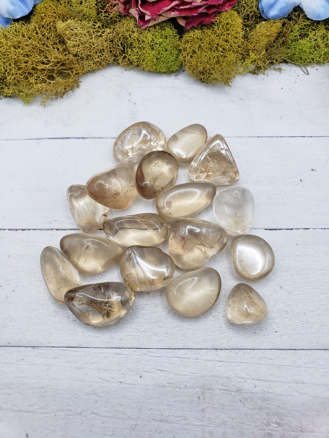 BULK WHOLESALE LOT Light Gold Aura Quartz Tumbled - 20 Stones