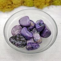 glass bowl with charoite