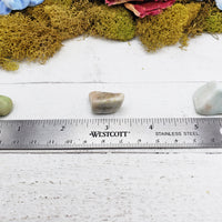 chrysoprase stones by ruler