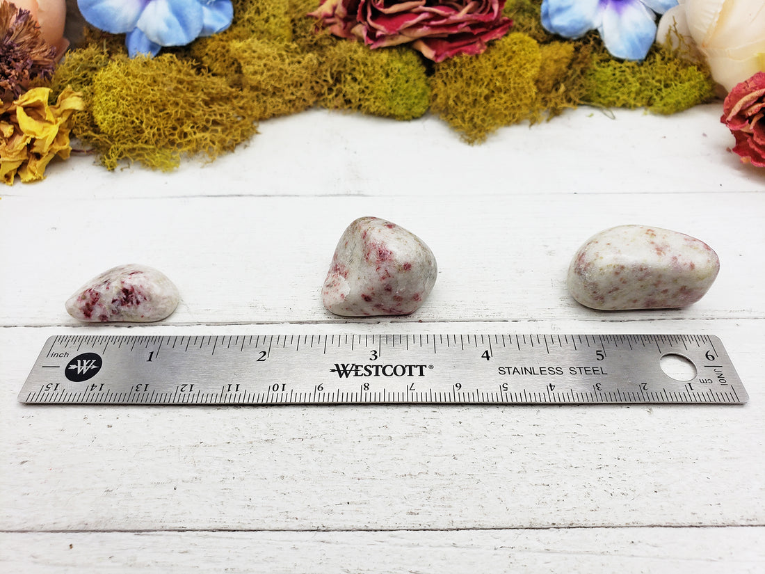 Cinnabarite stones by ruler