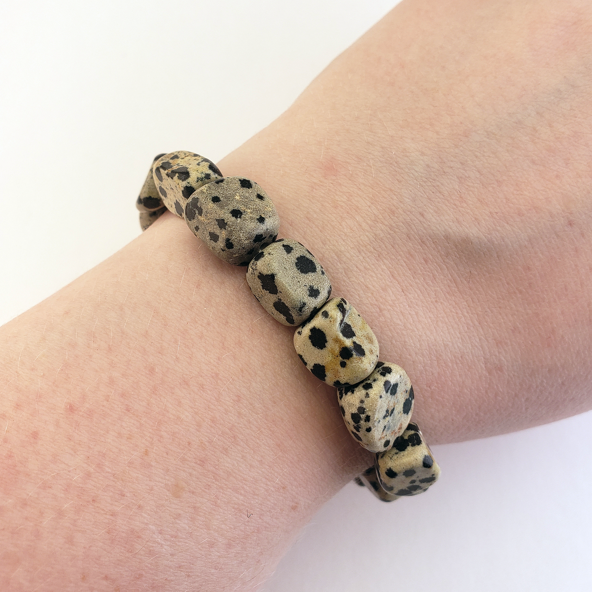 Dalmatian Jasper Gemstone Nugget Stretch Bracelet