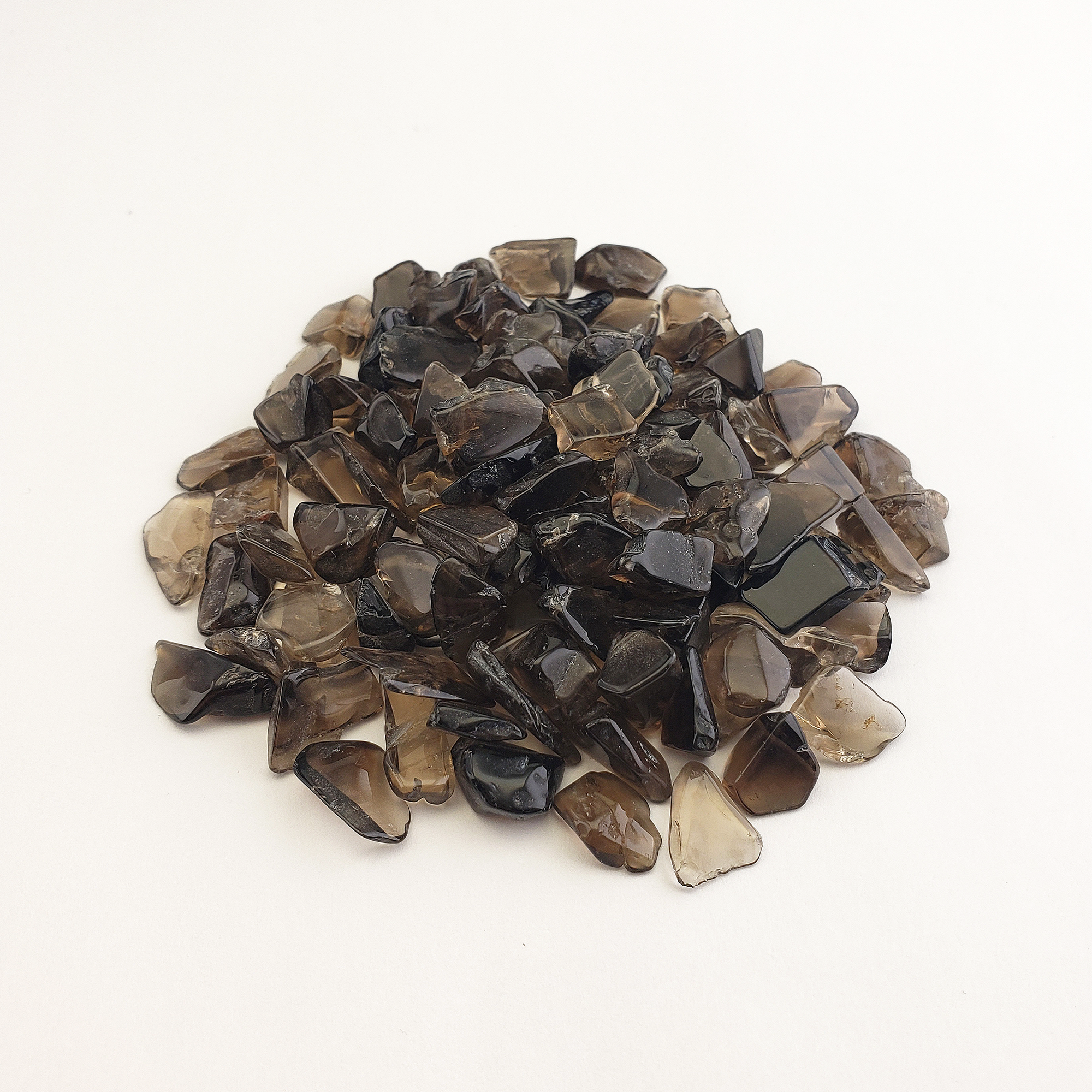 Dark Smoky Quartz Crystal Natural Gemstone Chips By the Ounce - White Background 2