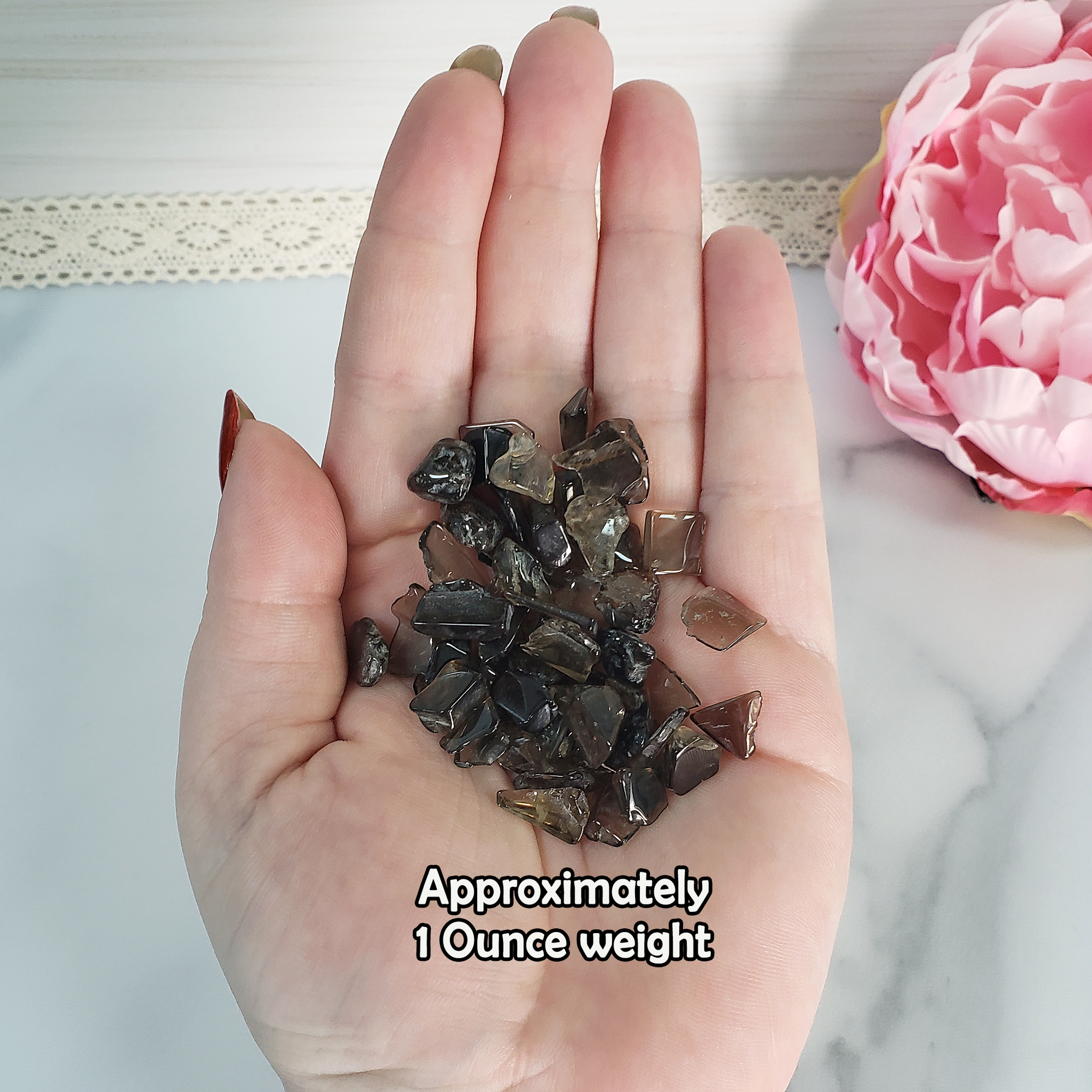 Dark Smoky Quartz Crystal Natural Gemstone Chips By the Ounce - In Hand