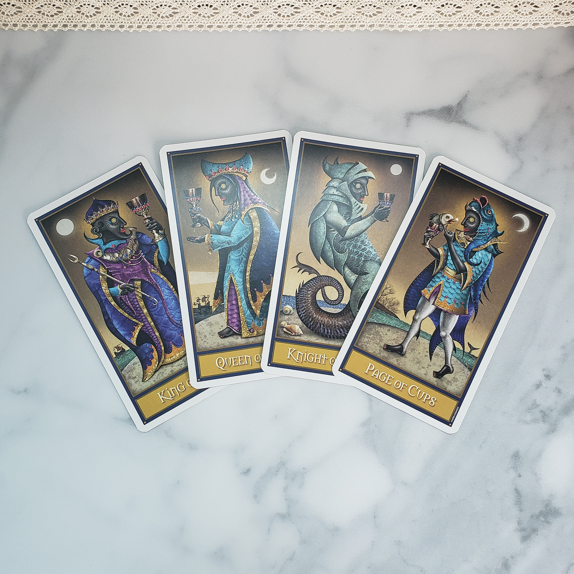 Deviant Moon Tarot Deck | Set of Tarot Cards | Divination Tool - Face Cards of the Suit of Cups
