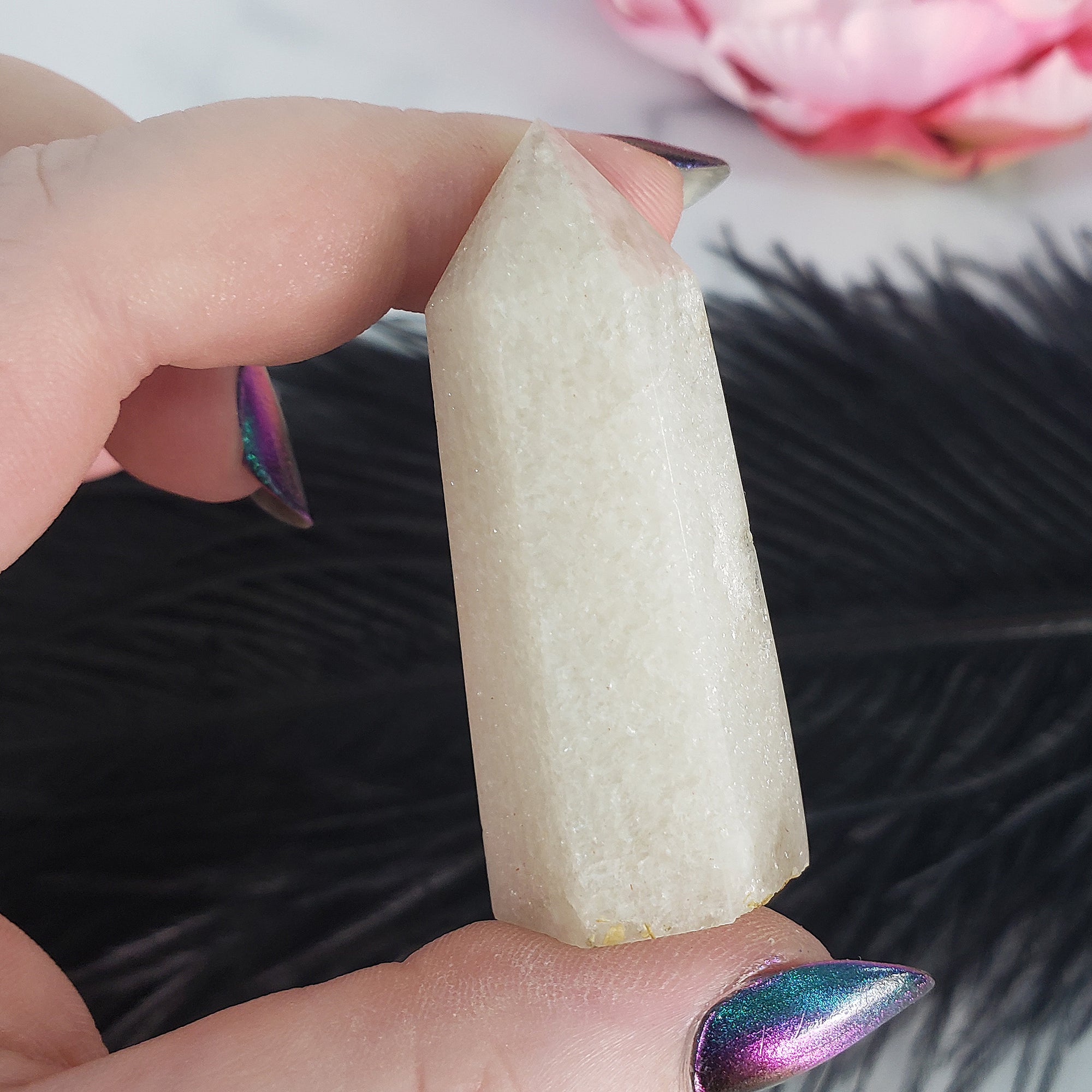 Unique Moonstone Crystal Tower Point High Quality Natural Gemstone Obelisk | Diana - 6