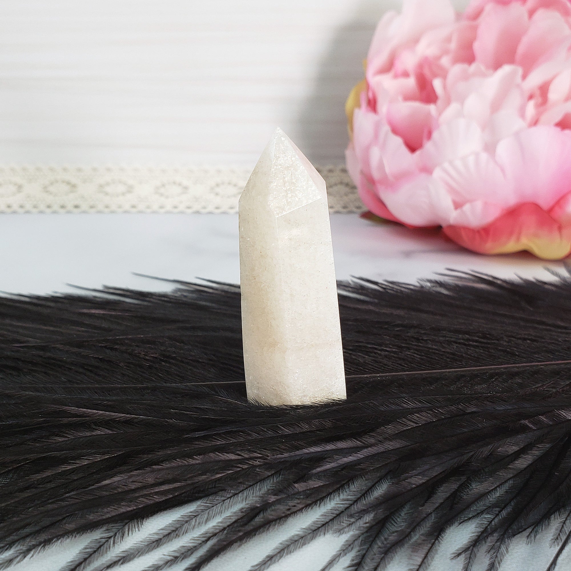 Unique Moonstone Crystal Tower Point High Quality Natural Gemstone Obelisk | Diana - 4