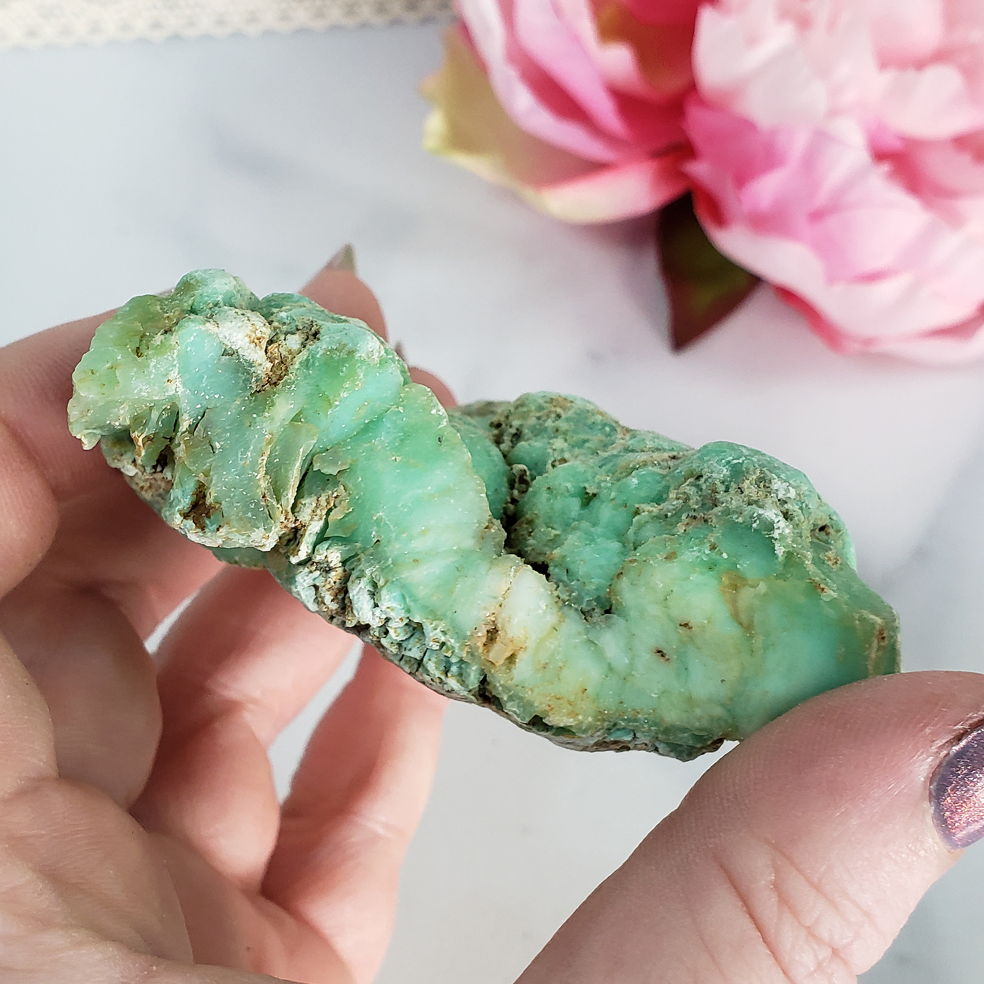 Unique High Quality Natural Raw Green Chrysoprase Cluster | Divinity - 2