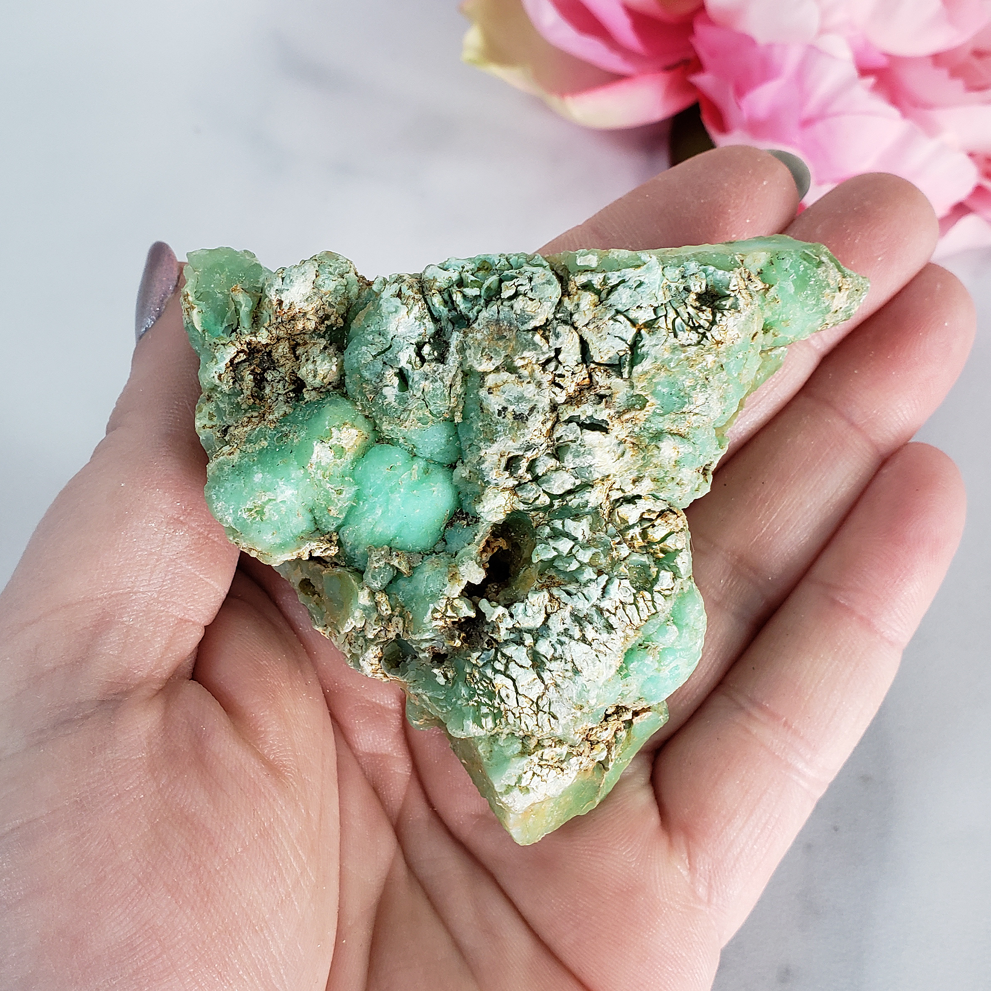 Unique High Quality Natural Raw Green Chrysoprase Cluster | Divinity - 4