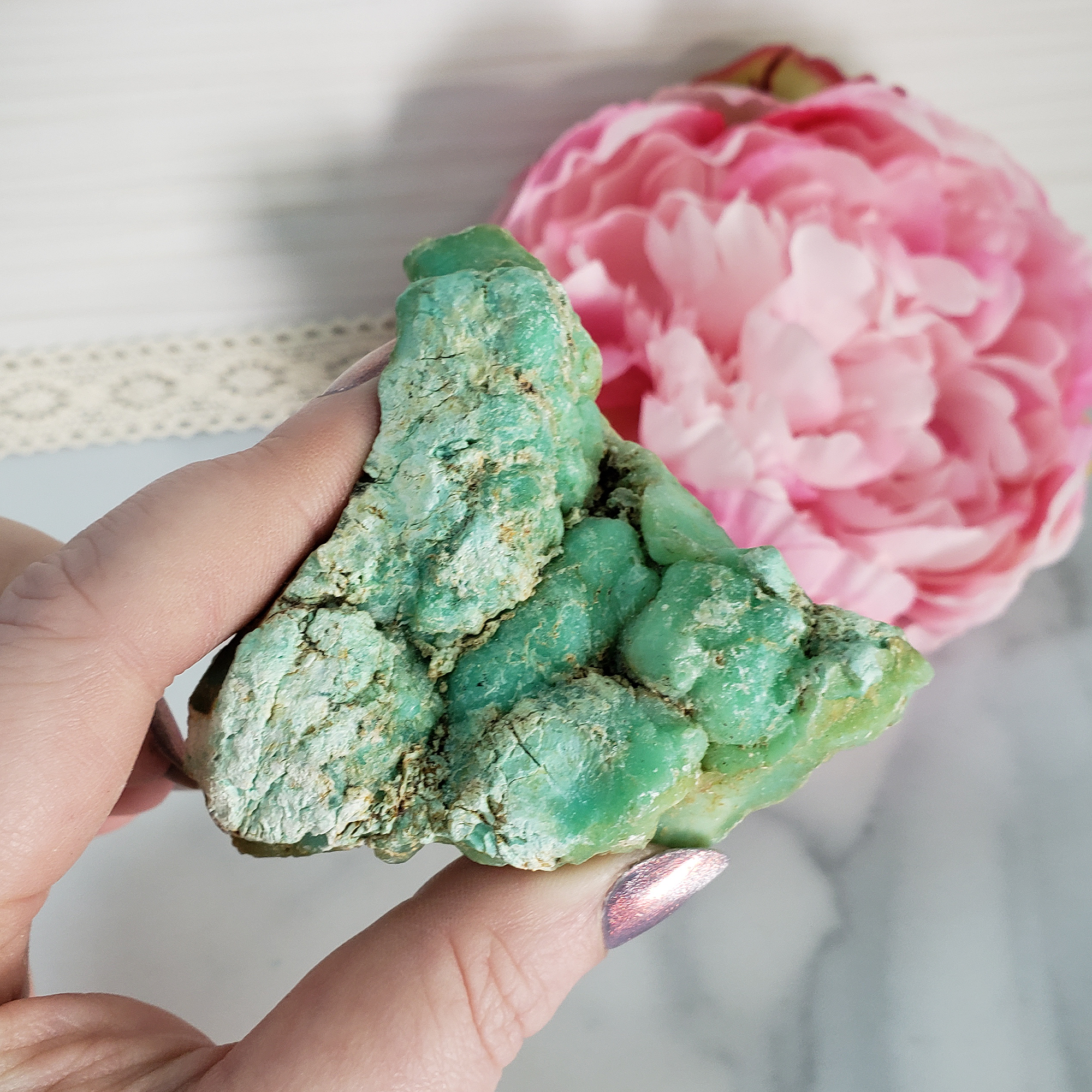 Unique High Quality Natural Raw Green Chrysoprase Cluster | Divinity