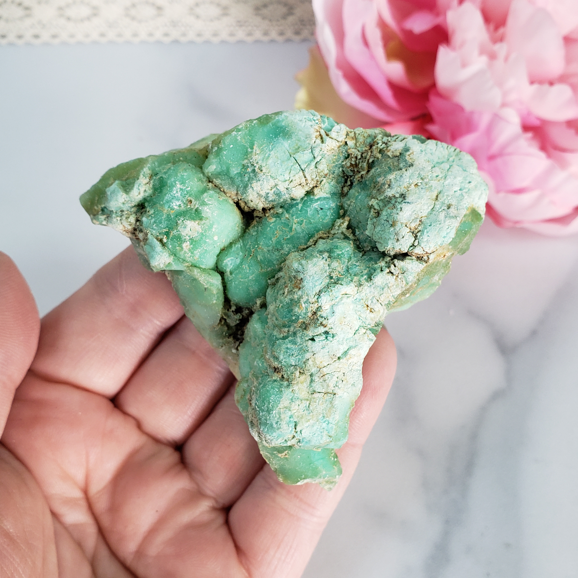 Unique High Quality Natural Raw Green Chrysoprase Cluster | Divinity - 1