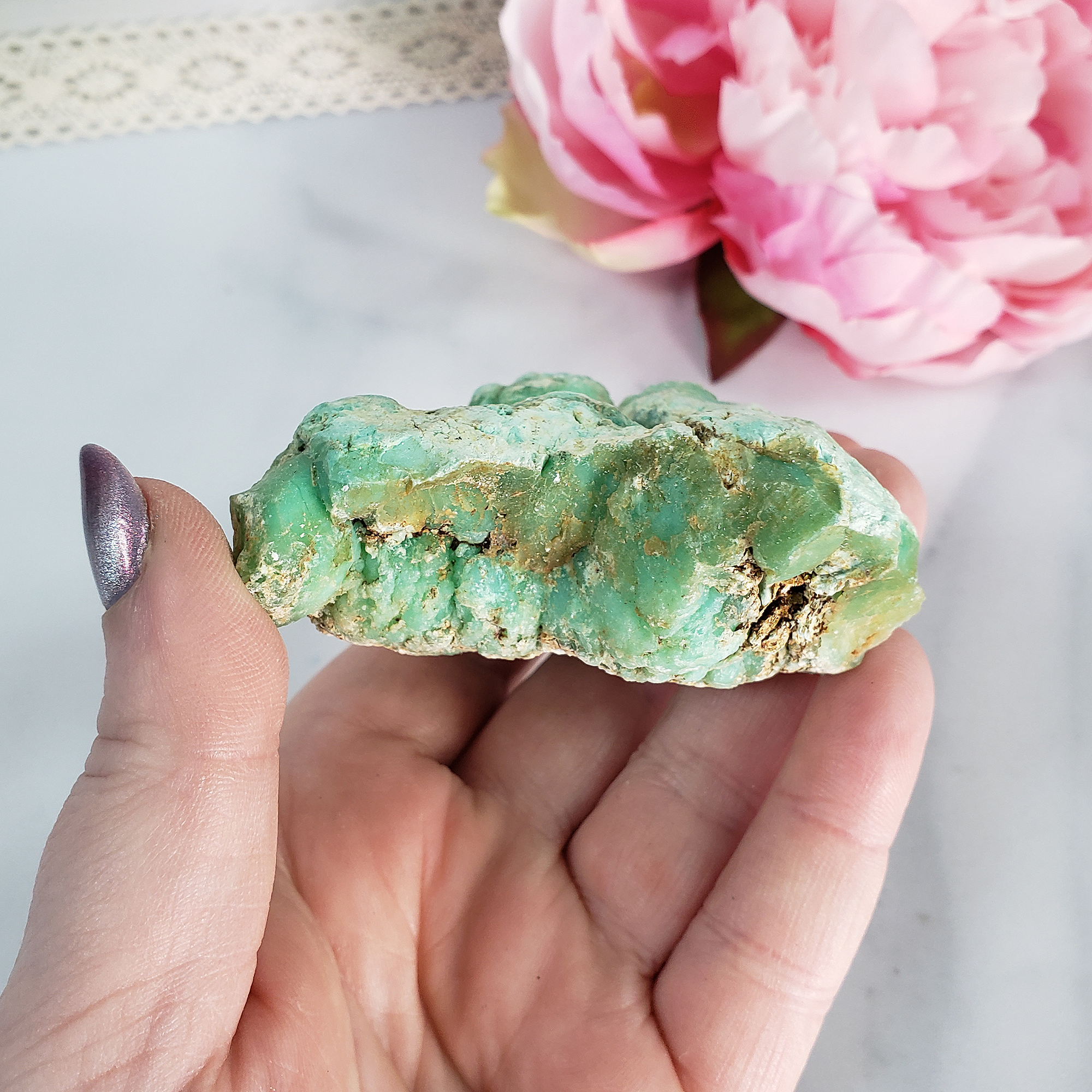 Unique High Quality Natural Raw Green Chrysoprase Cluster | Divinity - 3