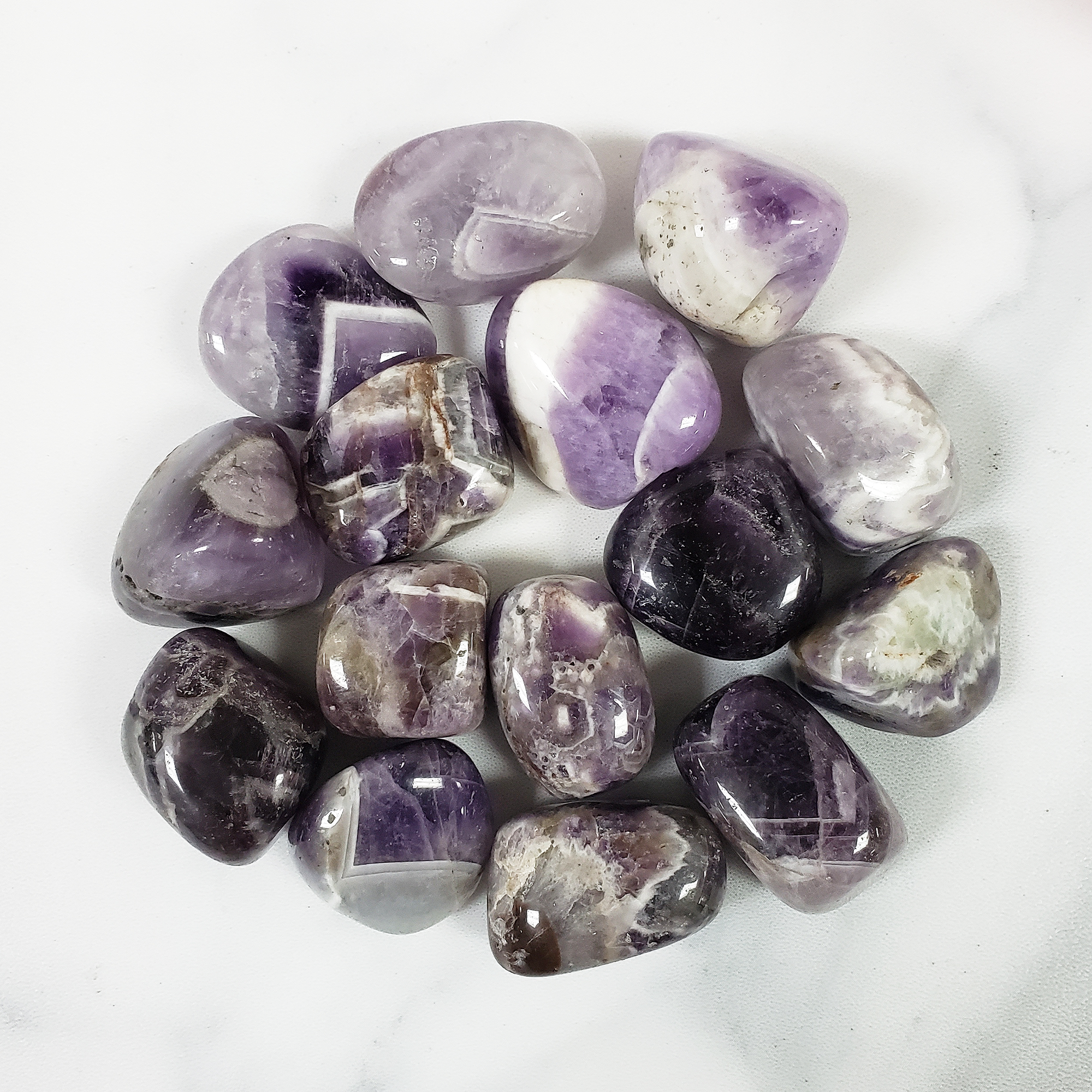 Dogtooth Chevron Amethyst Crystal Natural Gemstone Tumbled Stone | One Stone