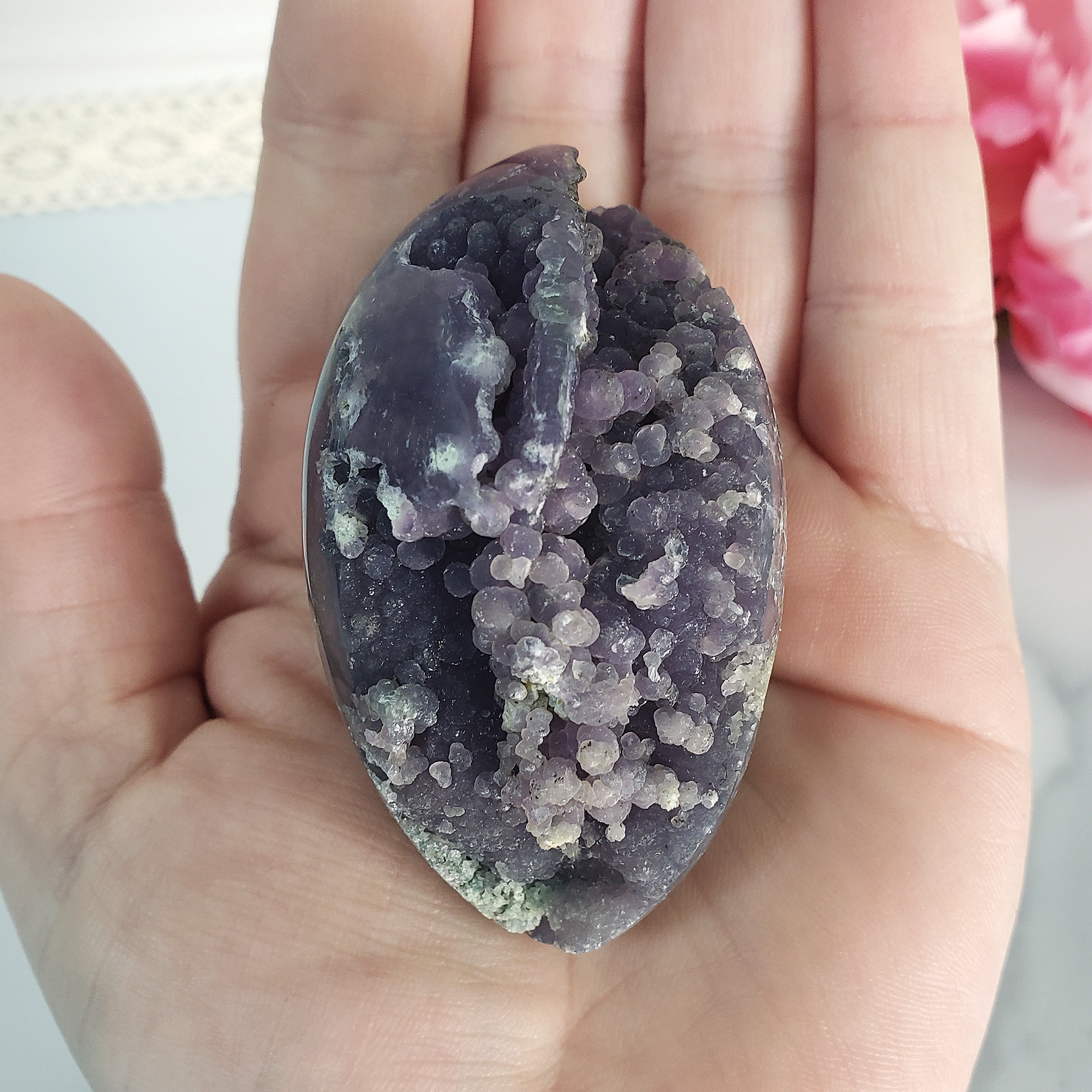 Unique Grape Agate Botryoidal Chalcedony Natural Crystal Cluster Semi-Polished Egg | Dornfelder - 2