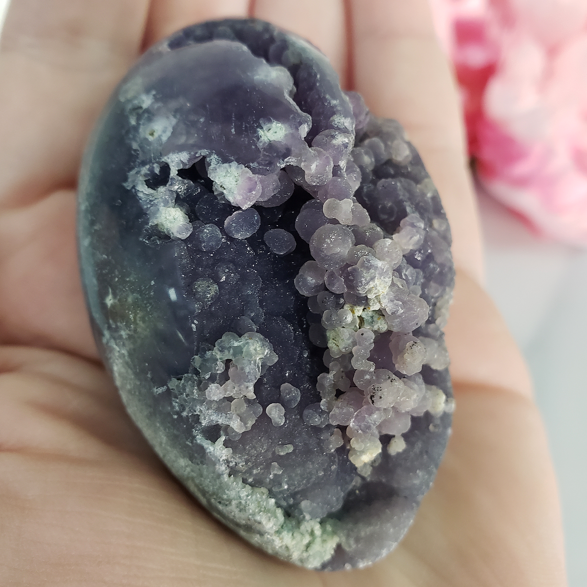 Unique Grape Agate Botryoidal Chalcedony Natural Crystal Cluster Semi-Polished Egg | Dornfelder - 1