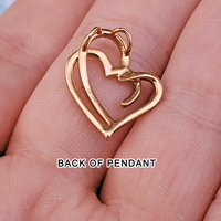 Entwined Hearts 10k Rose Gold Red & White Diamond Pendant - Back of Pendant