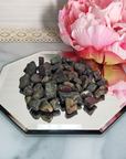 Dragon Stone Natural Gemstone Chips By the Ounce - Dragon Blood Jasper Crystal Chips on Craft Mirror