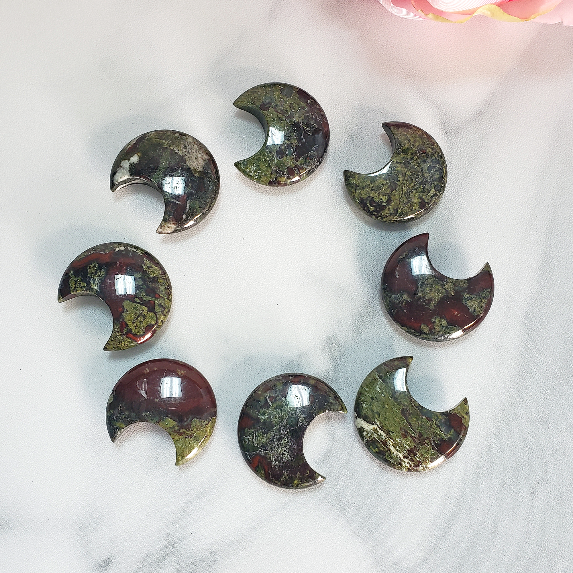Dragon Stone Natural Crystal Crescent Moon Carving Fidget Stone