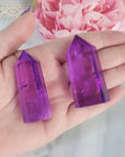 Electric Lavender Purple Aura Quartz Crystal Tower Point | Tanzine Aura Quartz Towers - 14