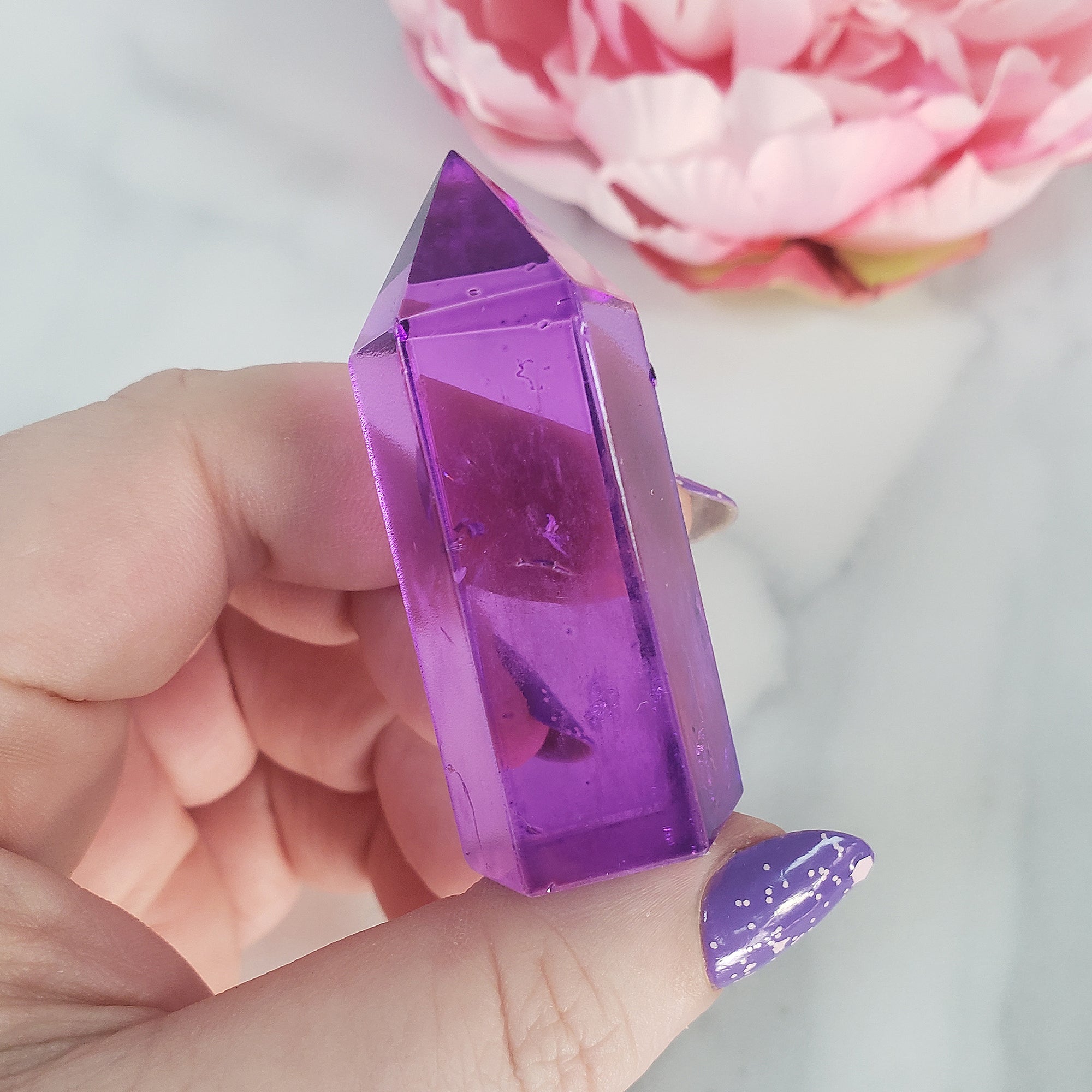 Electric Lavender Purple Aura Quartz Crystal Tower Point | Tanzine Aura Quartz Towers - 6