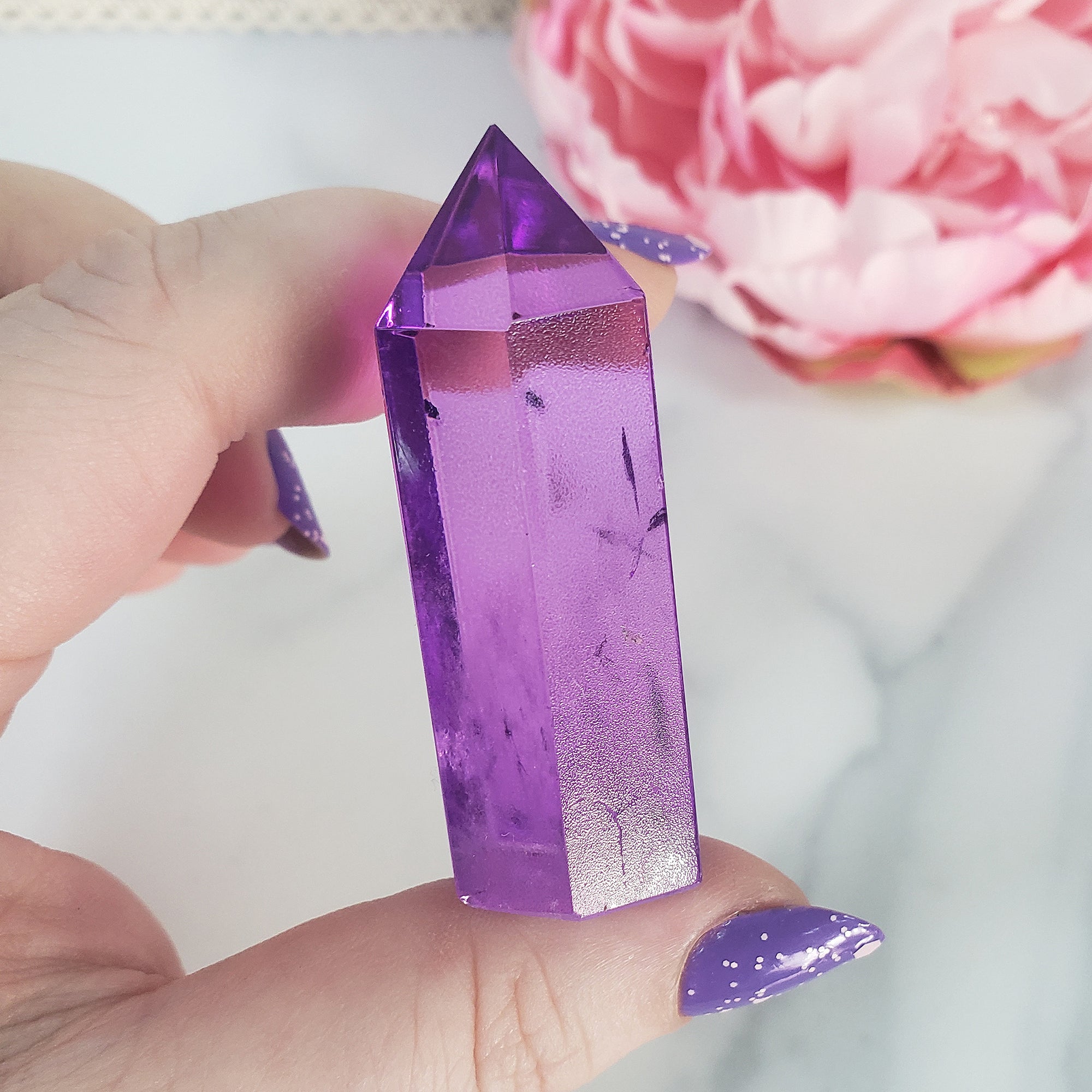 Electric Lavender Purple Aura Quartz Crystal Tower Point | Tanzine Aura Quartz Towers - 10