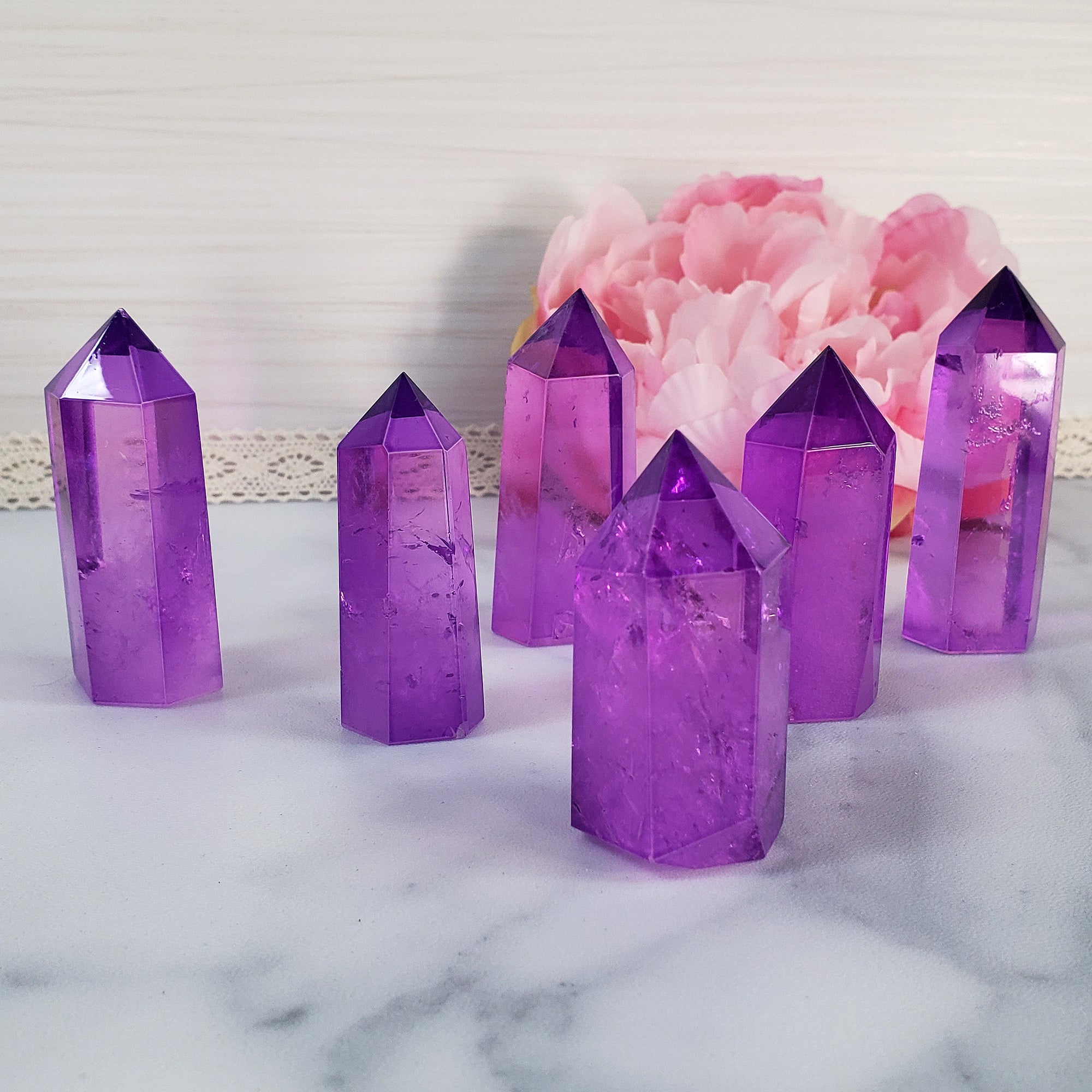 Electric Lavender Purple Aura Quartz Crystal Tower Point | Tanzine Aura Quartz Towers - 9