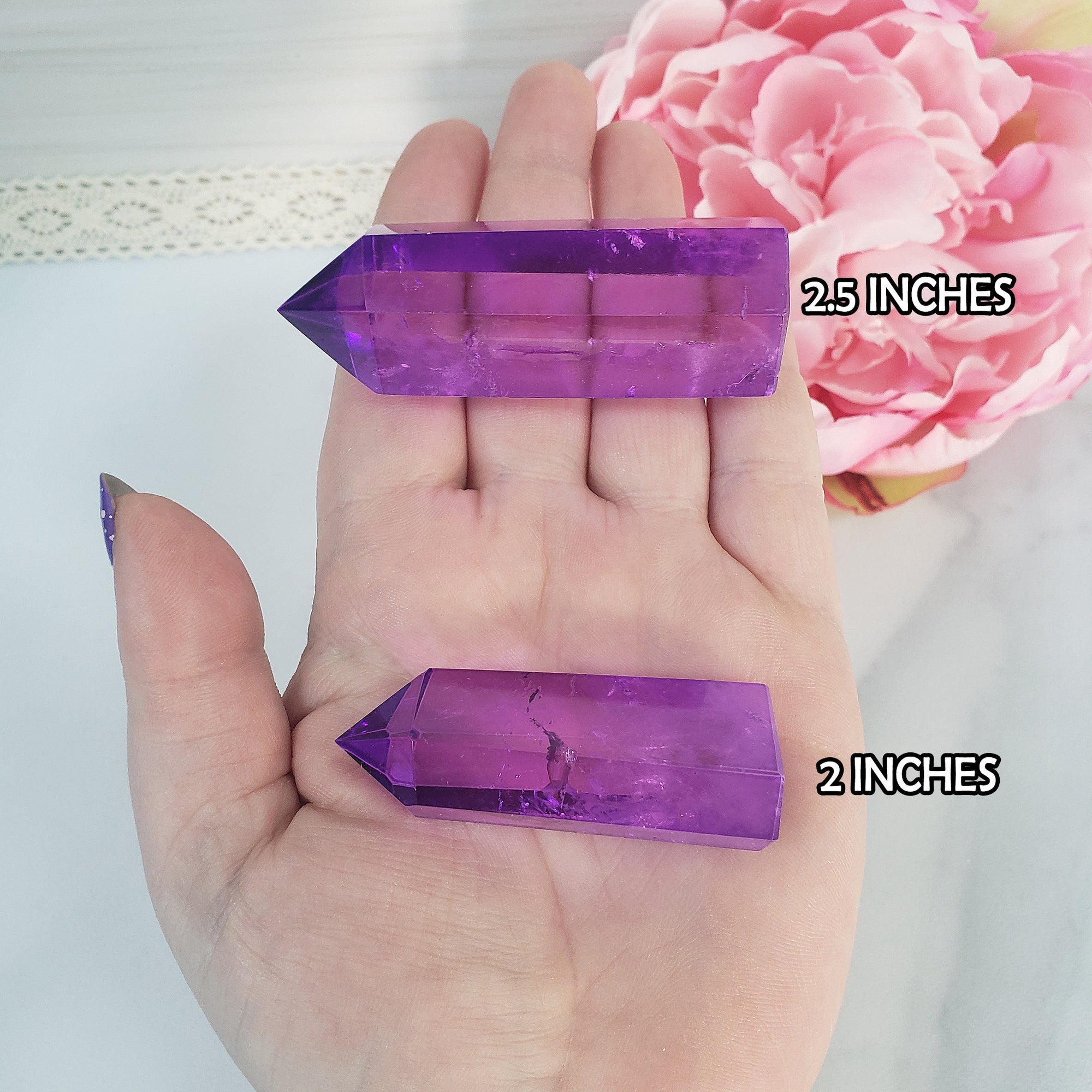 Electric Lavender Purple Aura Quartz Crystal Tower Point | Tanzine Aura Quartz Towers - 5