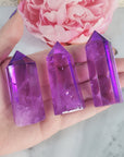 Electric Lavender Purple Aura Quartz Crystal Tower Point | Tanzine Aura Quartz Towers