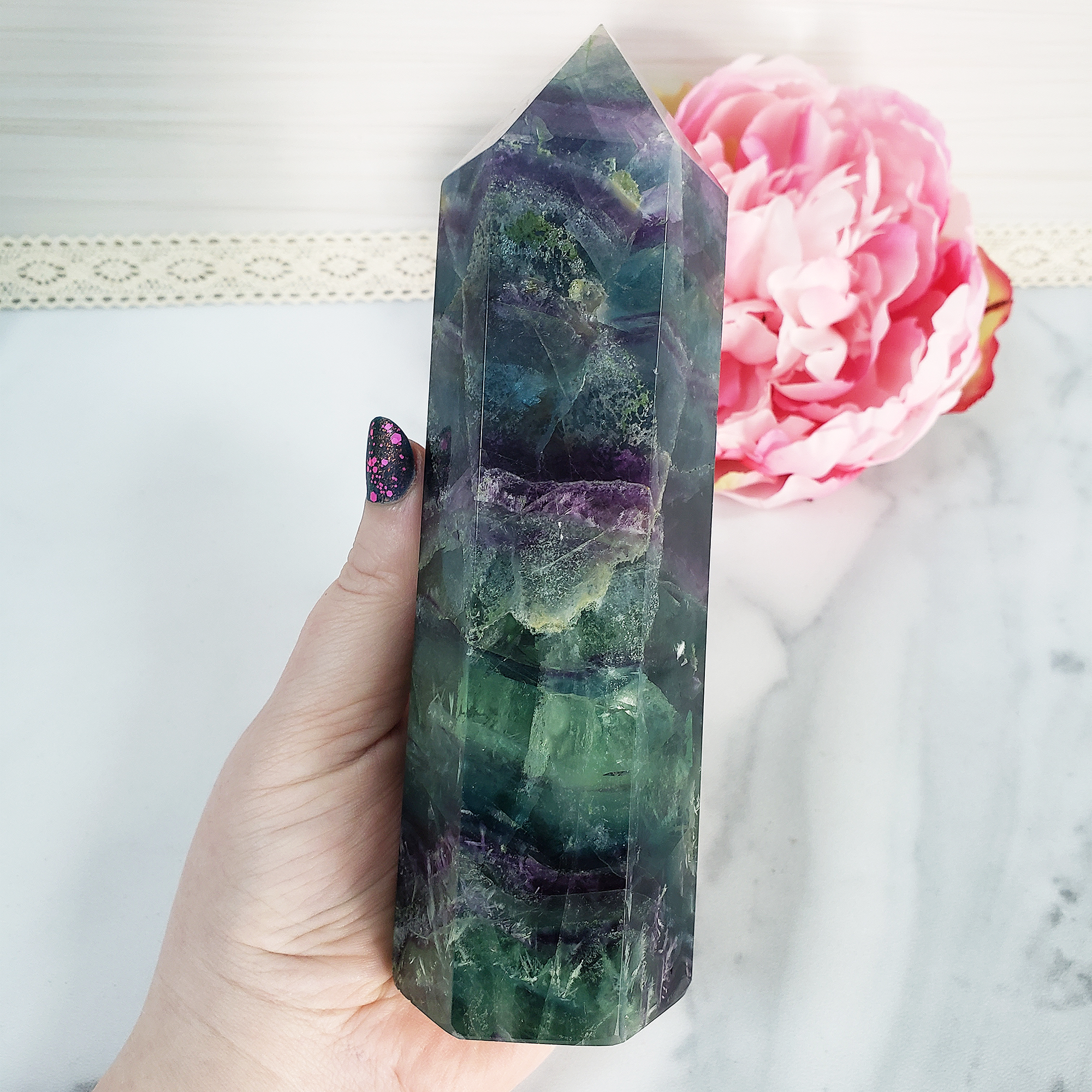 Unique Jumbo Rainbow Fluorite Crystal Tower Natural Gemstone | Empathy