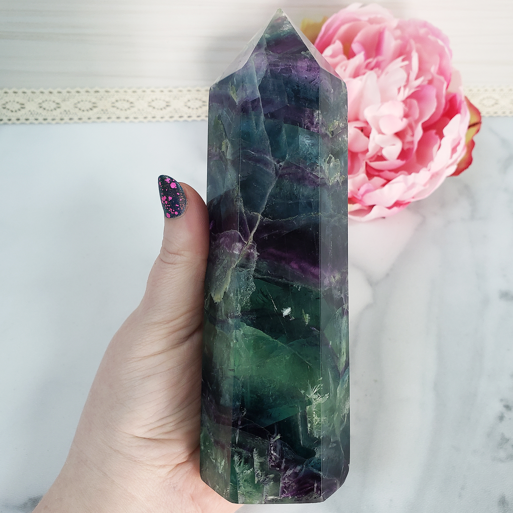 Unique Jumbo Rainbow Fluorite Crystal Tower Natural Gemstone | Empathy - 1