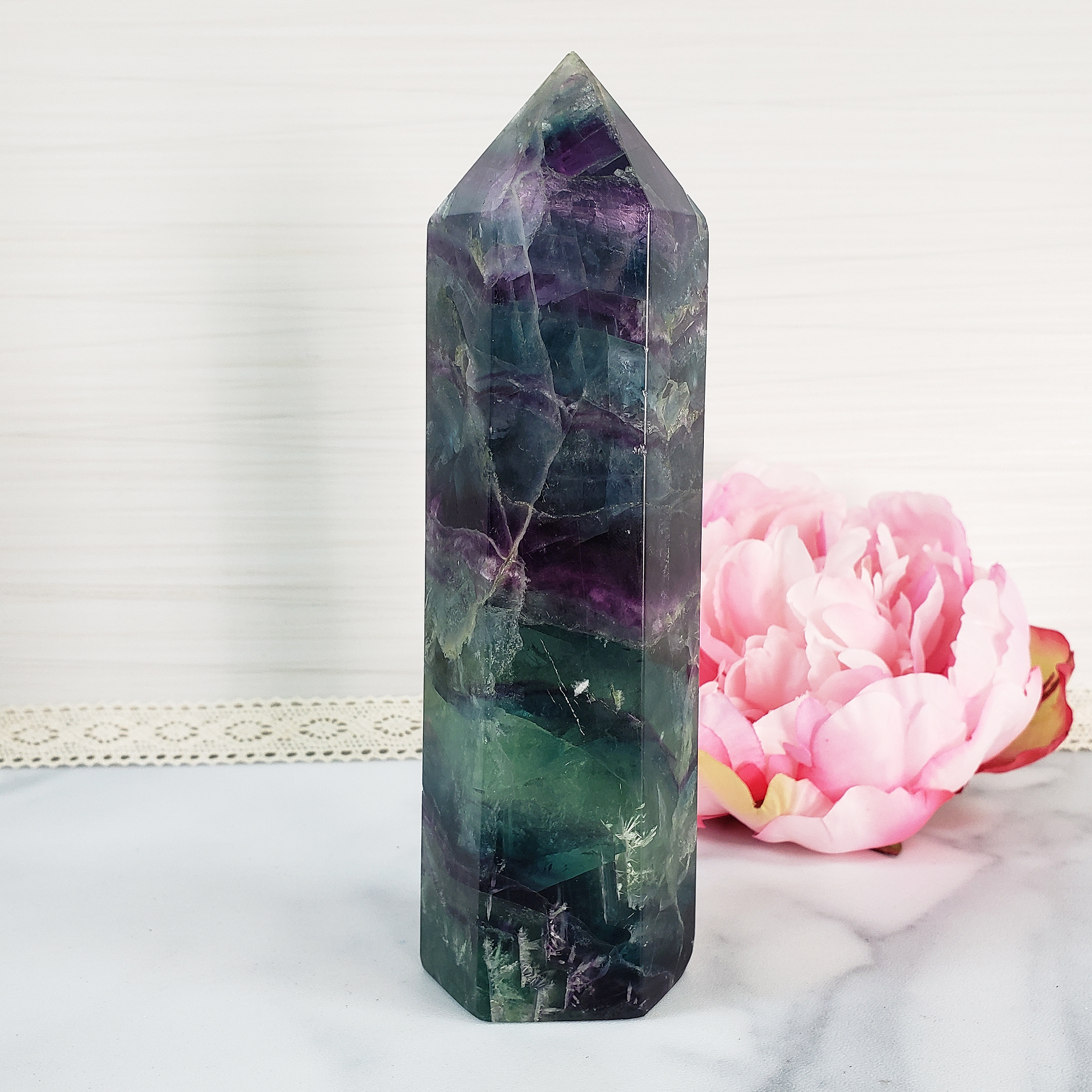 Unique Jumbo Rainbow Fluorite Crystal Tower Natural Gemstone | Empathy - 2