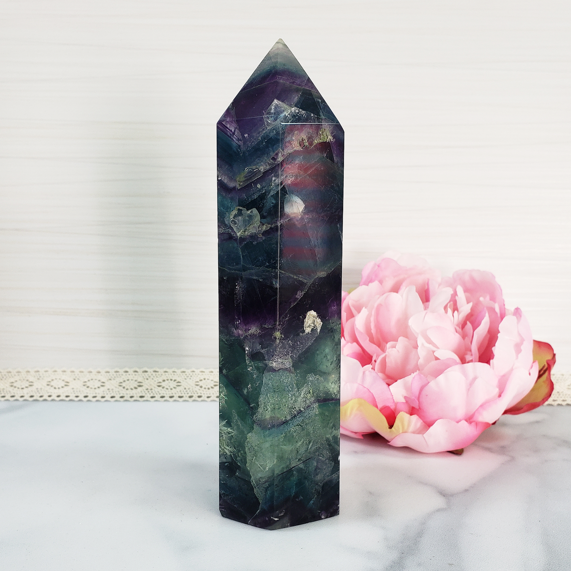 Unique Jumbo Rainbow Fluorite Crystal Tower Natural Gemstone | Empathy - 3